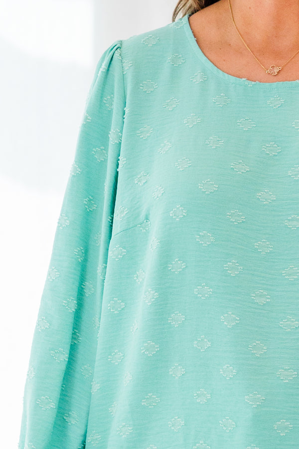 Chic Soul plus size clothing, long-sleeve light blue top with scoop-neckline