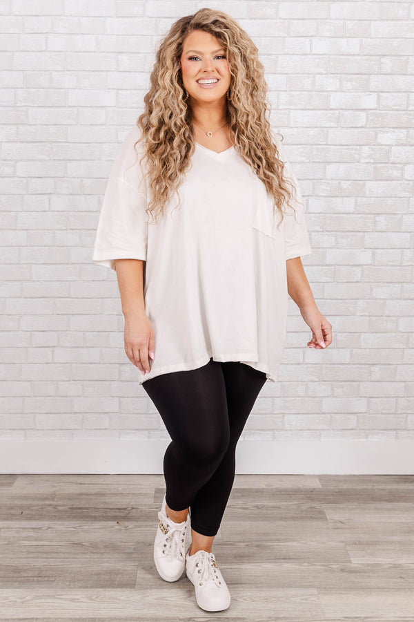 Chic Soul plus size clothing, V neck short sleeve tshirt with chest pocket