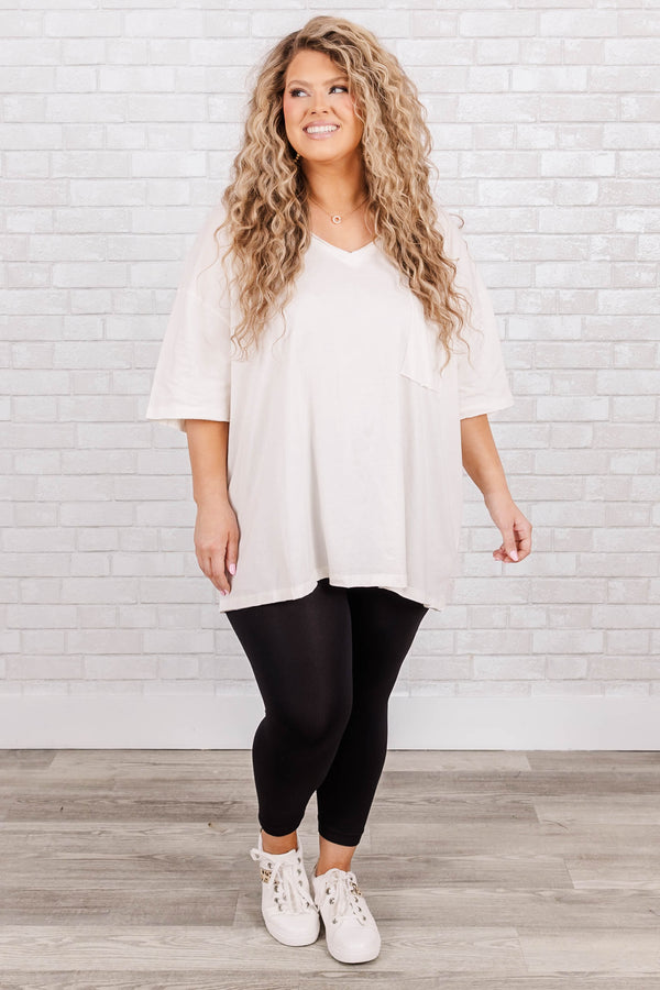Chic Soul plus size clothing, V neck short sleeve tshirt with chest pocket