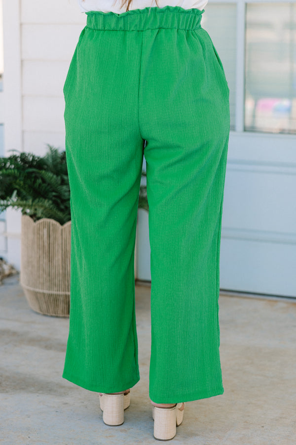 Chic Soul plus size clothing, green paperbag waist tie pants
