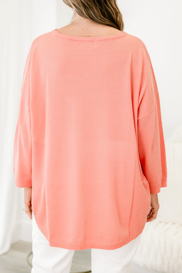 Chic soul plus size clothing, pink solid long sleeve basic top 
