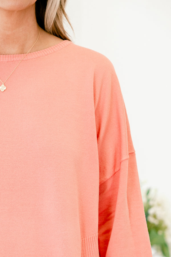 Chic soul plus size clothing, pink solid long sleeve basic top 
