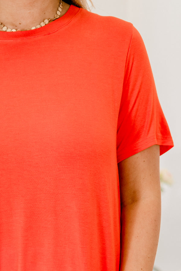 Chic Soul plus size clothing, tomato red casual short sleeve top