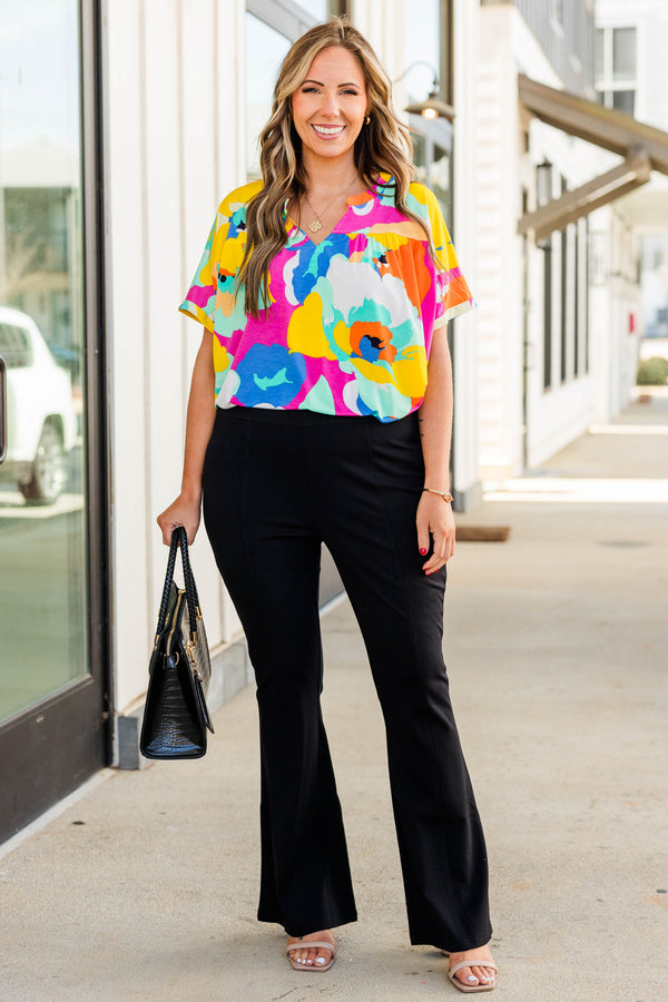 Chic Soul plus size clothing, black flare high waisted pants