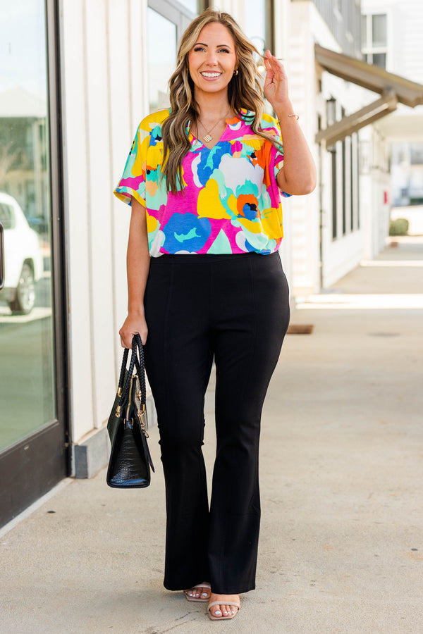Chic Soul plus size clothing, black flare high waisted pants