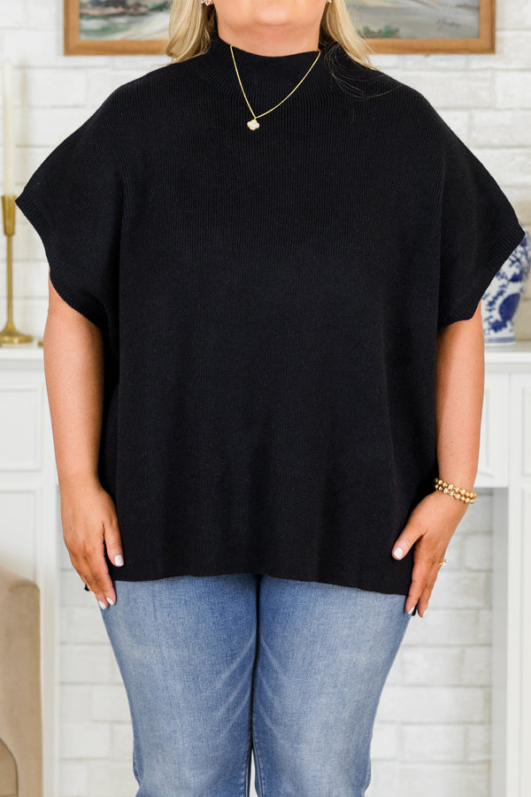 Chic Soul plus size clothing, short-sleeve black turtle-neck sweater top 