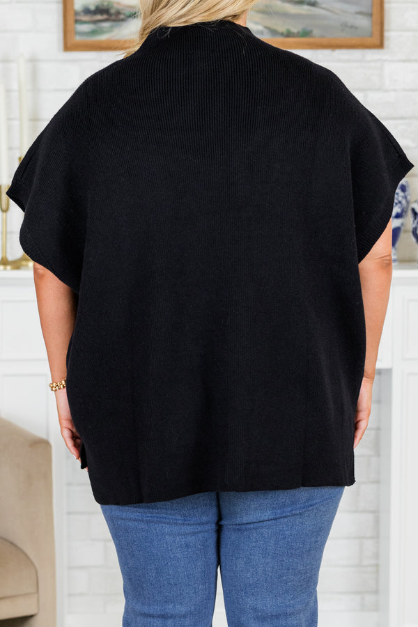 Chic Soul plus size clothing, short-sleeve black turtle-neck sweater top 