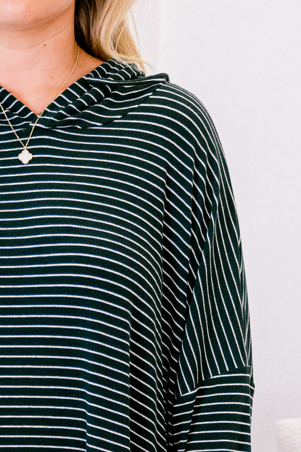 Chic Soul plus size clothing, striped green and white hoodie 