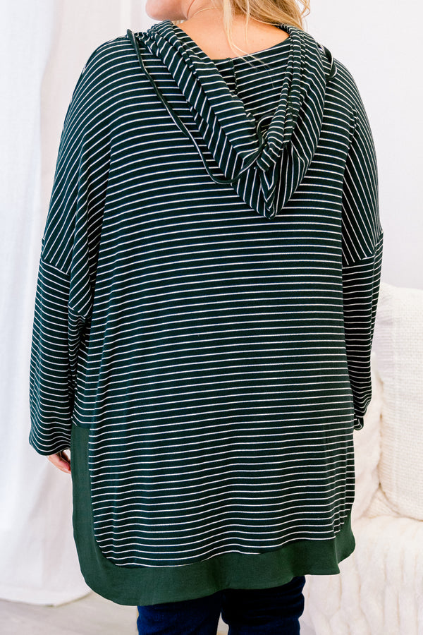 Chic Soul plus size clothing, striped green and white hoodie 