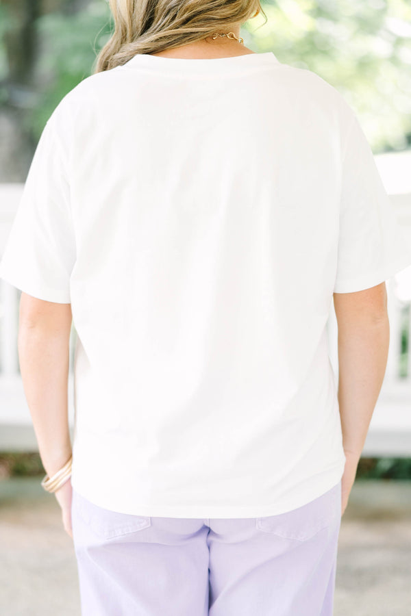 Plus Size white relaxed v-neck short sleeve tee