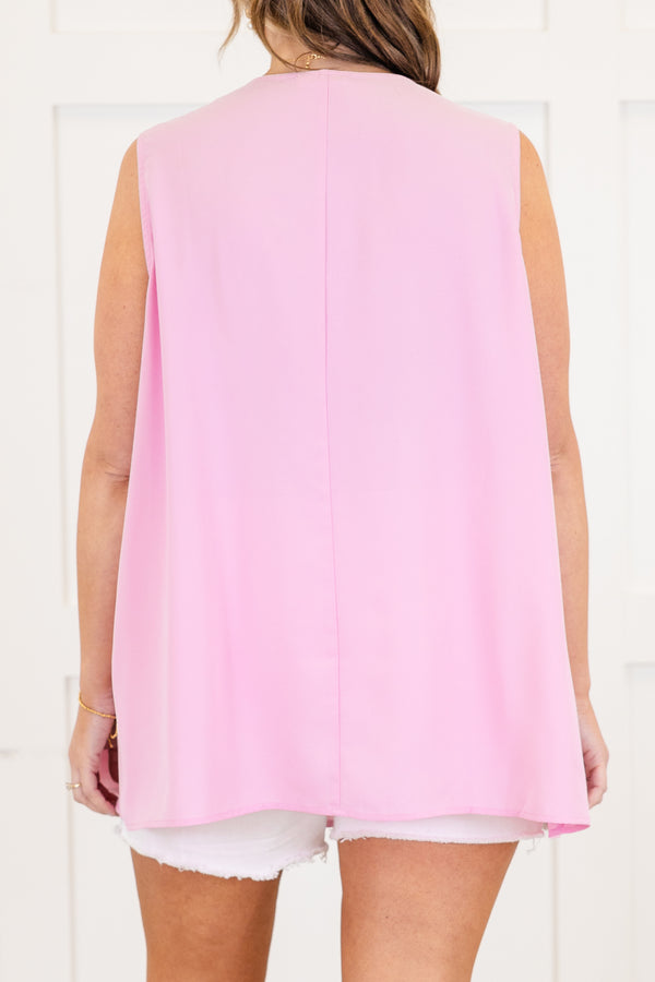 chic soul plus size clothing, pink solid tank with a u-shaped neckline