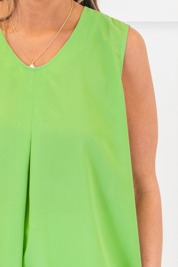 Chic Soul Plus size clothing, green sleeveless tank with scoop neck 