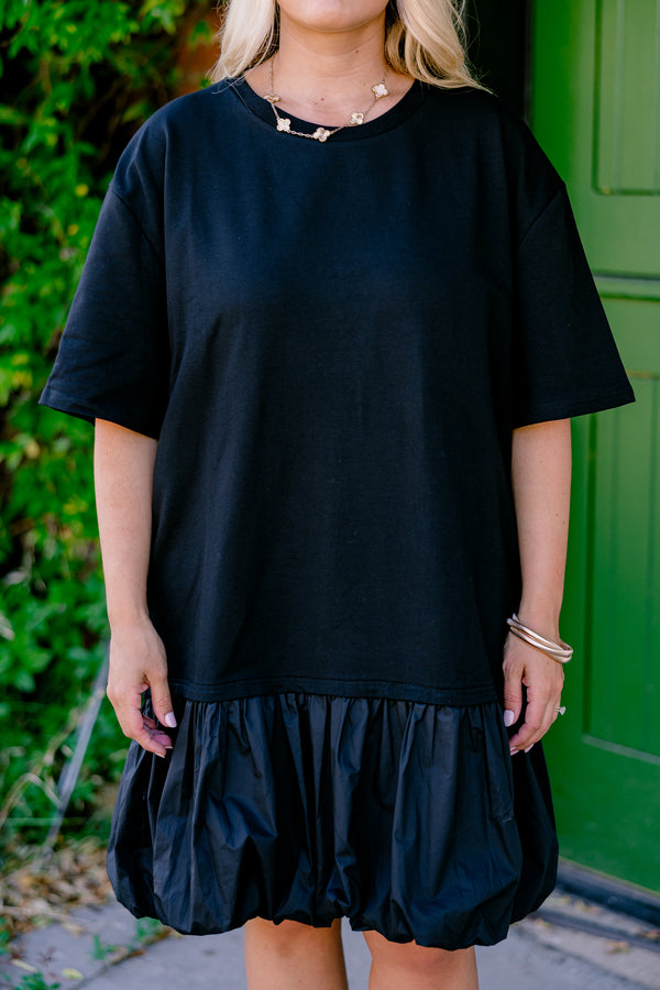 Chic Soul plus size clothing, black short sleeve bubble dress 