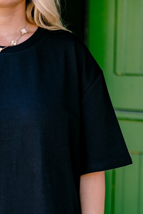 Chic Soul plus size clothing, black short sleeve bubble dress 