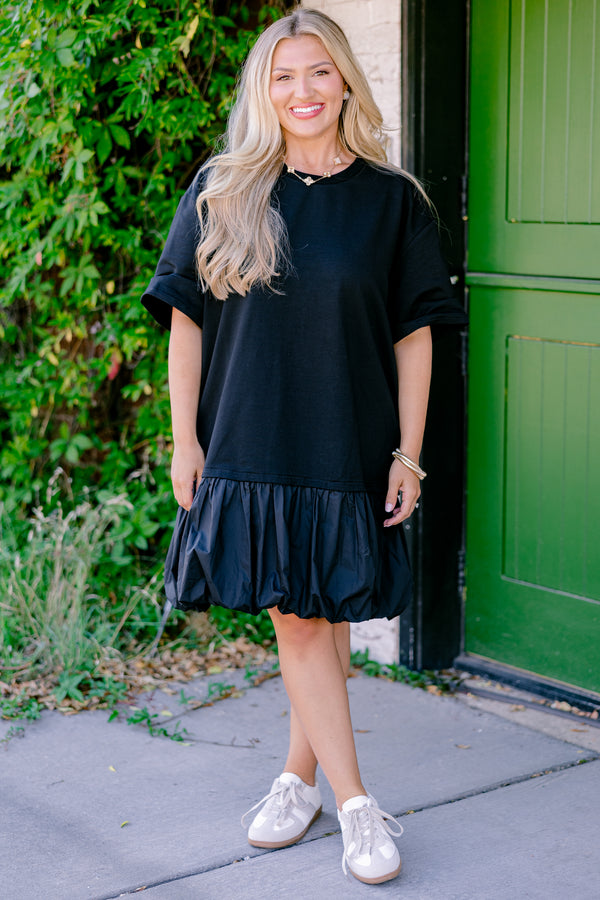 Chic Soul plus size clothing, black short sleeve bubble dress 