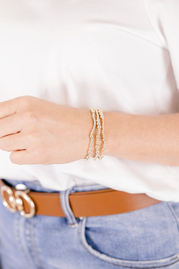 Chic Soul plus size clothing, gold beaded bracelet set of 3 