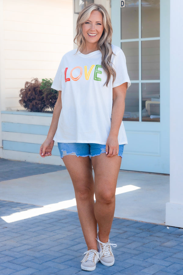 Chic Soul plus size clothing, off white t shirt with 
