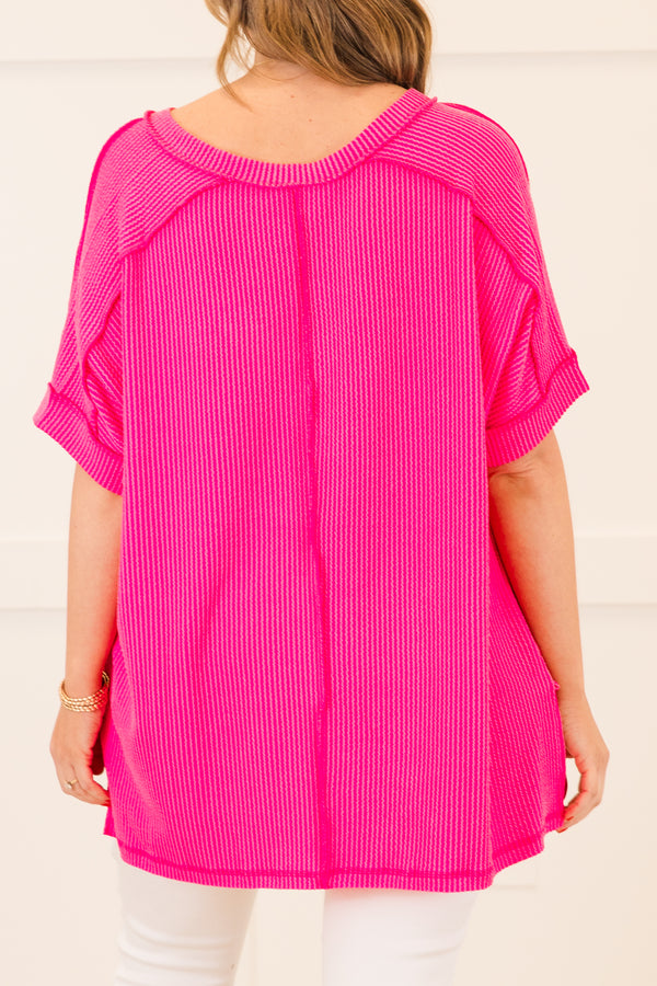 Knit Me Up Top, Neon Hot Pink