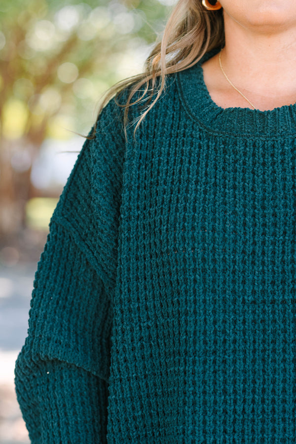 Chic Soul plus size clothing, chunky knit dark green long sleeve sweater