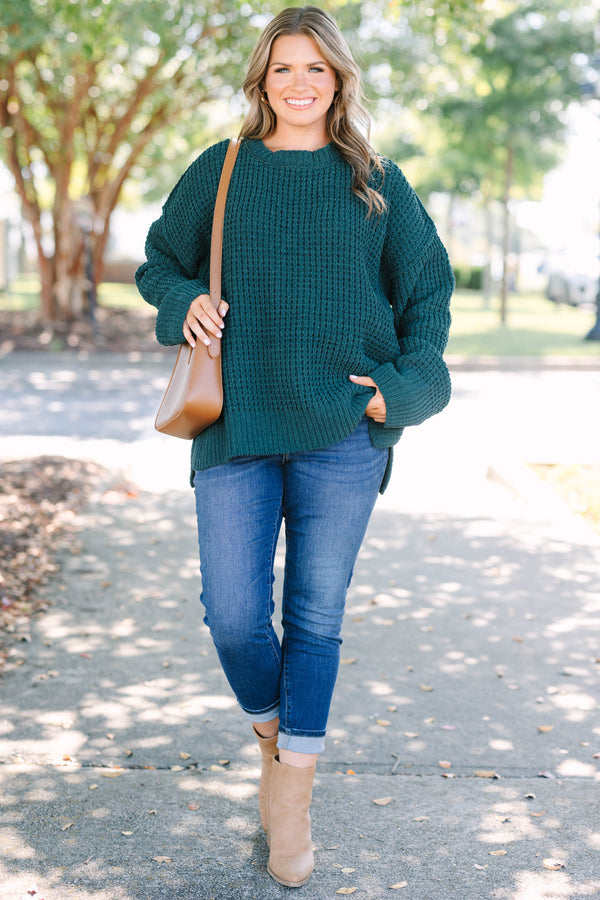 Chic Soul plus size clothing, chunky knit dark green long sleeve sweater