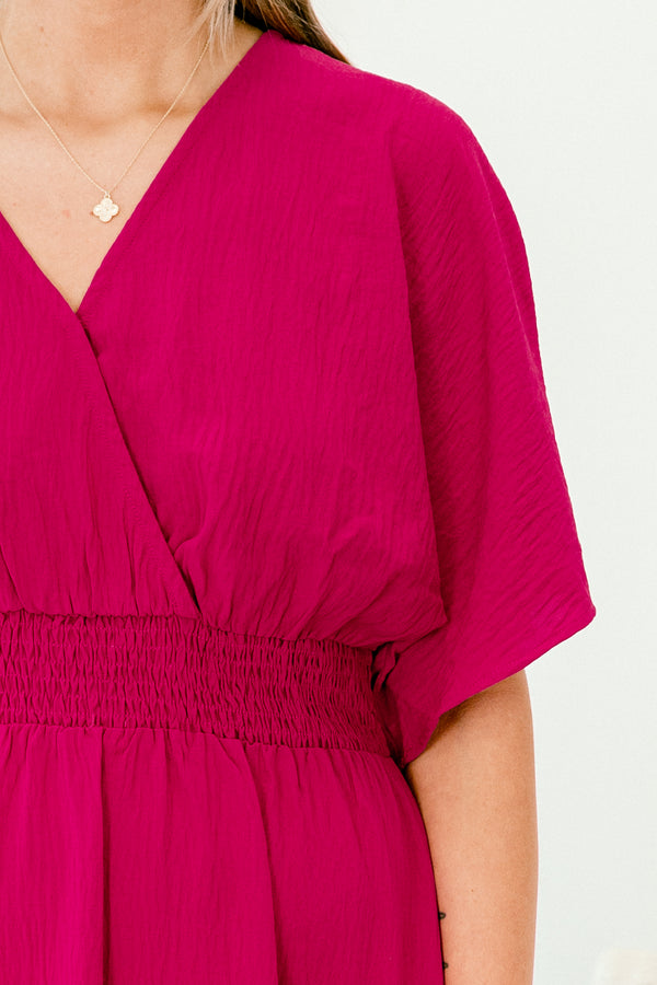 chic soul plus size clothing, Pink solid maxi dress with a V-neck 