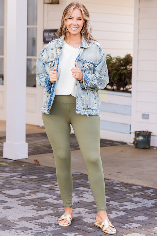 Chic Soul plus size clothing, light olive leggings