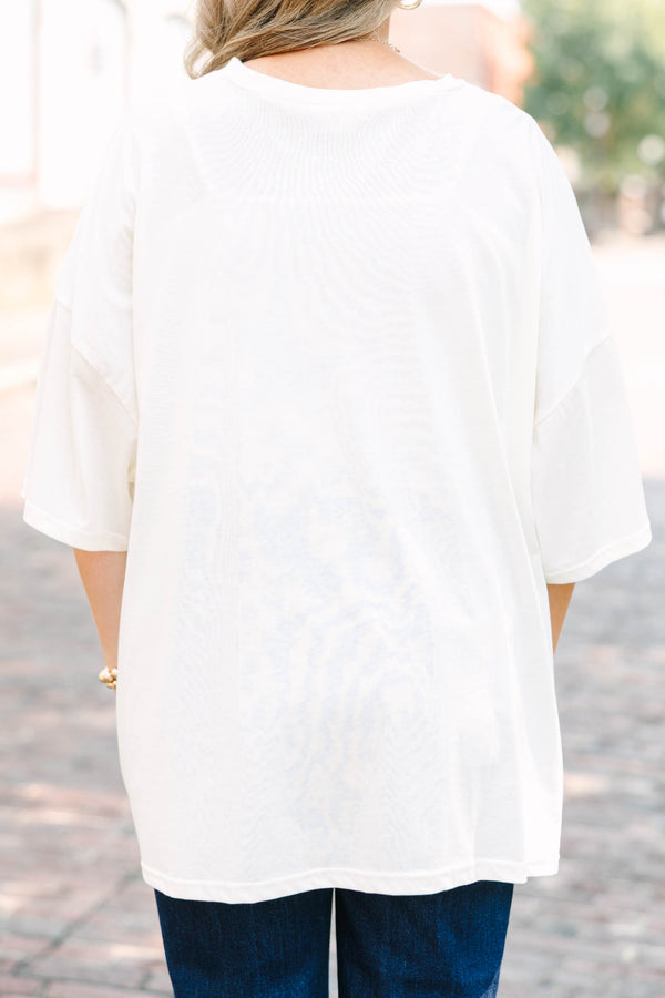 Floral Pumpkin Boyfriend Tee, Ivory