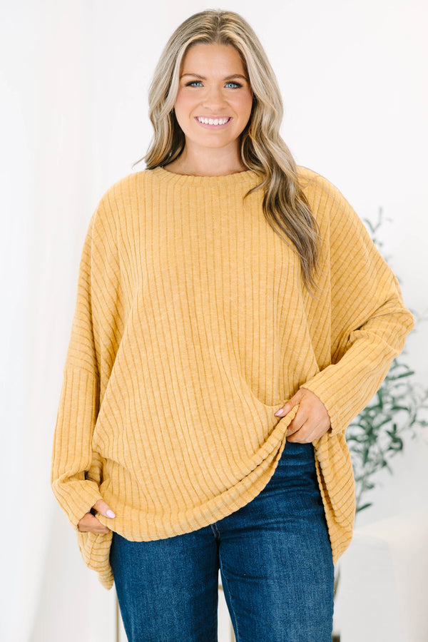 shirt, long sleeve, pockets, flowy, ribbed, longer back, yellow, comfy, fall, winter