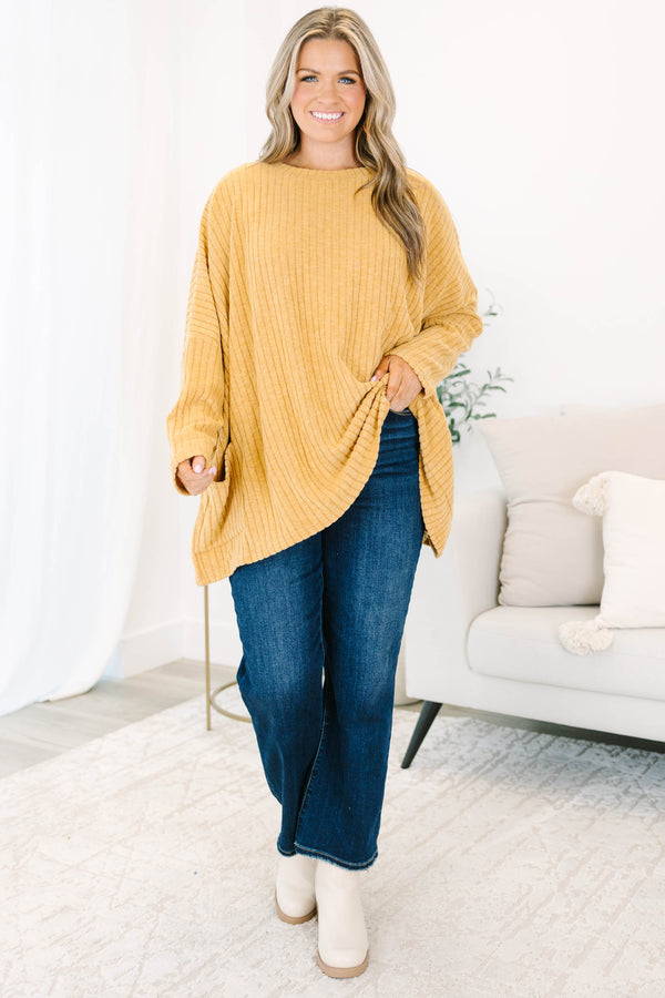 shirt, long sleeve, pockets, flowy, ribbed, longer back, yellow, comfy, fall, winter