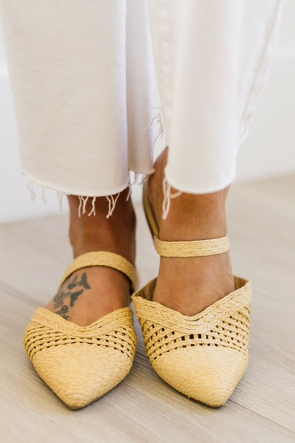 Chic Soul plus size clothing, woven pointed tow flats with strap detail 