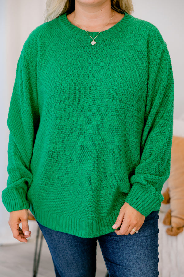 Chic Soul plus size clothing, kelly green long sleeve knit sweater