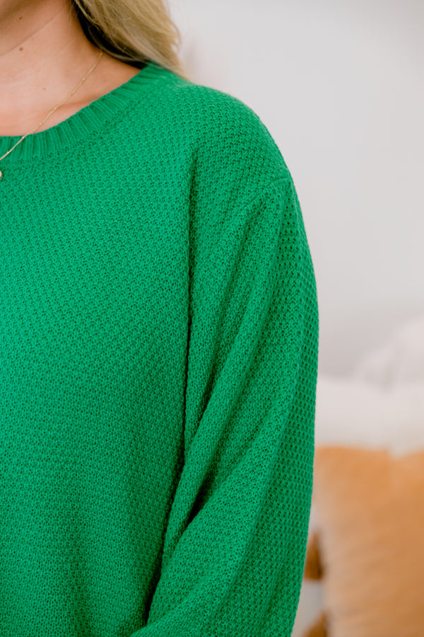 Chic Soul plus size clothing, kelly green long sleeve knit sweater
