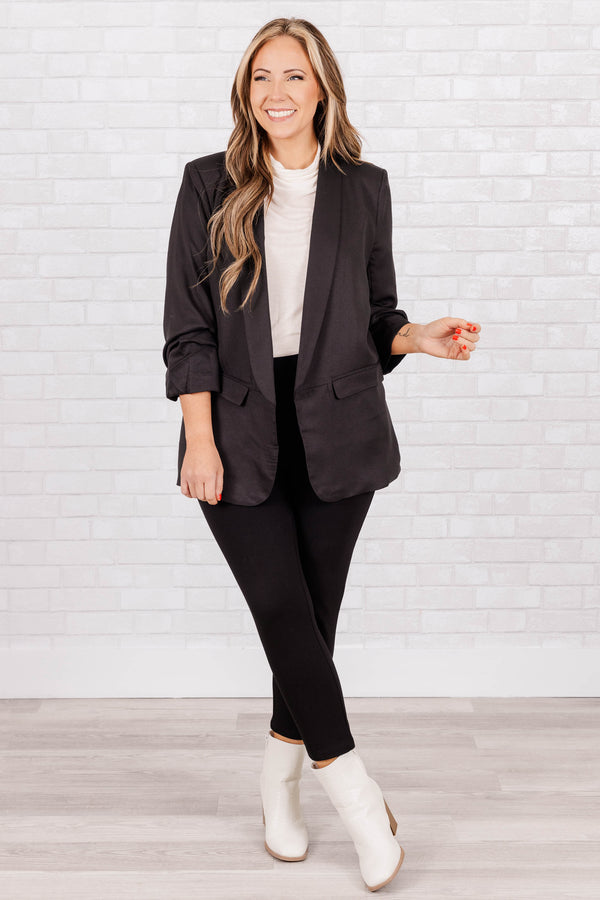 Chic Soul plus size clothing, black long blazer