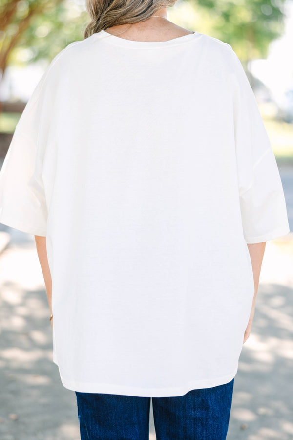 Plus Size ivory boyfriend tee with 