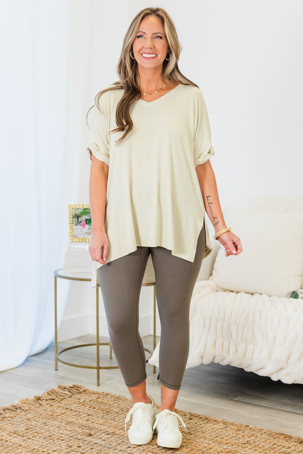 Chic Soul plus size clothing, mid-waisted capri length smoky grey leggings