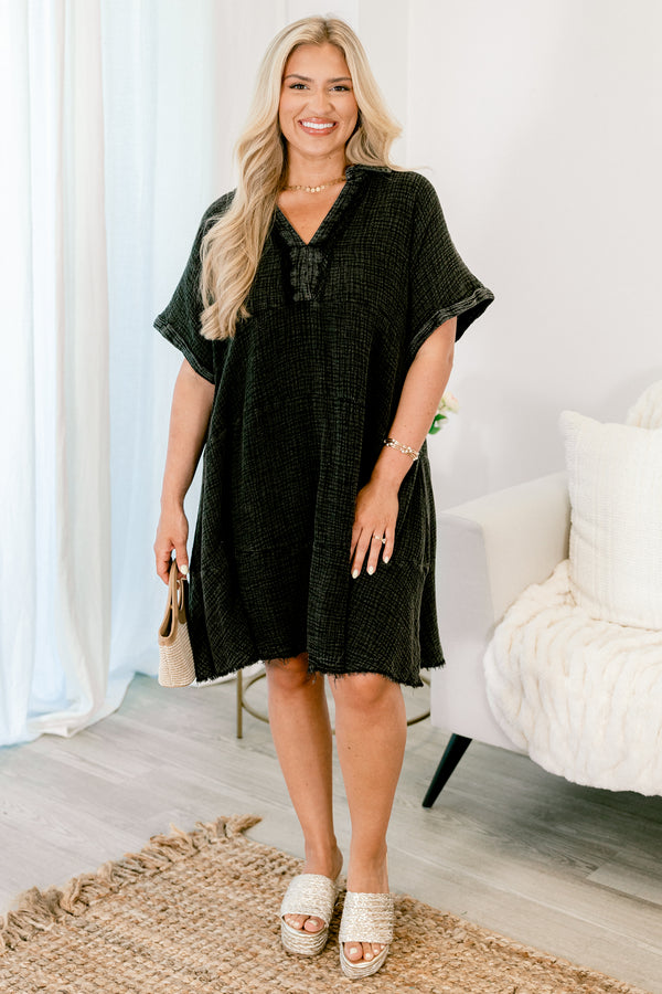 Chic Soul plus size clothing, black distressed casual short sleeve with fringe details on the ends and cuffs on the sleeves 