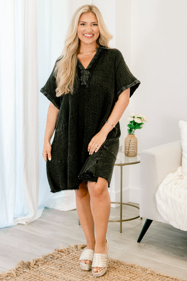 Chic Soul plus size clothing, black distressed casual short sleeve with fringe details on the ends and cuffs on the sleeves 