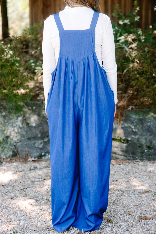 Chic Soul plus size clothing, denim jumpsuit with front pockets and a square neckline 