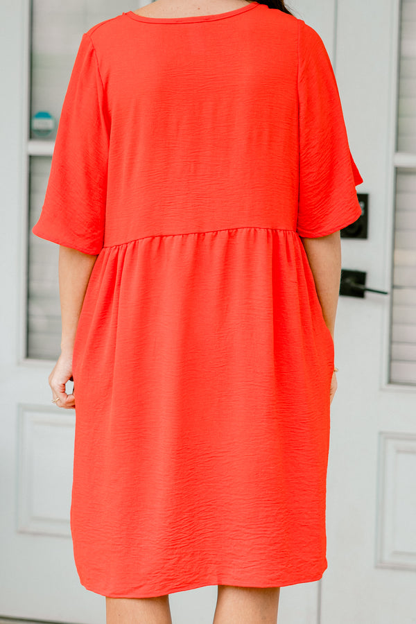 Chic Soul plus size clothing, red orange short sleeve casual short dress
