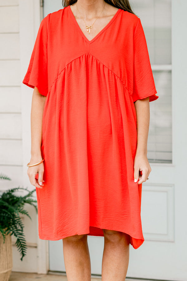 Chic Soul plus size clothing, red orange short sleeve casual short dress