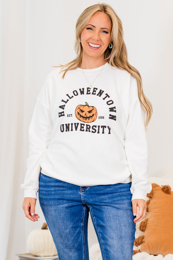 Chic Soul plus size clothing, white long sleeve pullover with 