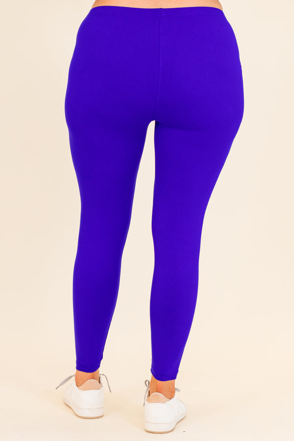 Chic Soul plus size clothing, long-sleeve bright blue matching top and leggings set with v-neckline