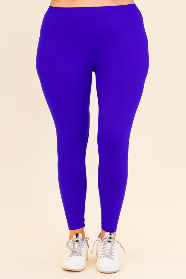 Chic Soul plus size clothing, long-sleeve bright blue matching top and leggings set with v-neckline