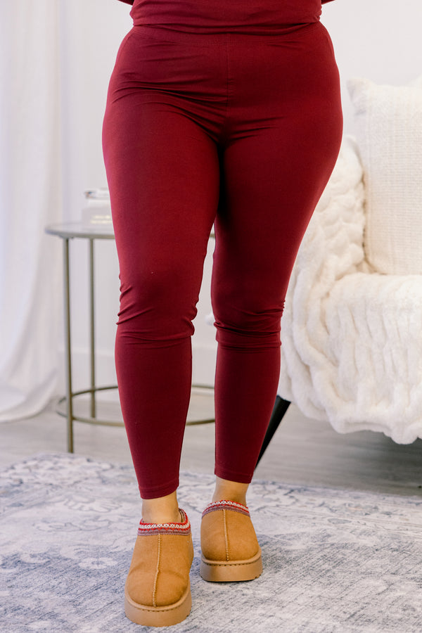 Chic Soul plus size clothing dark red long sleeve tunic and leggings matching set 