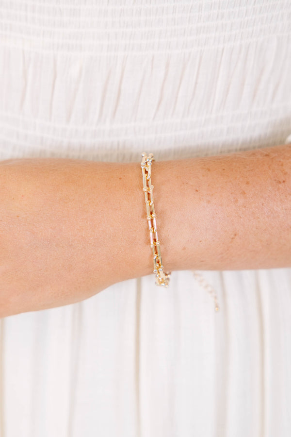 Gold link chain bracelet