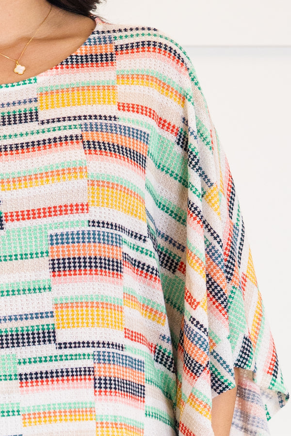 Chic Soul plus size clothing, multi colored stripe dolman sleeve top