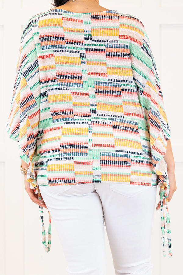 Chic Soul plus size clothing, multi colored stripe dolman sleeve top