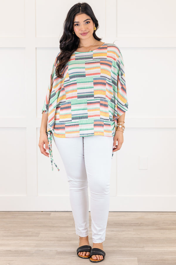 Chic Soul plus size clothing, multi colored stripe dolman sleeve top