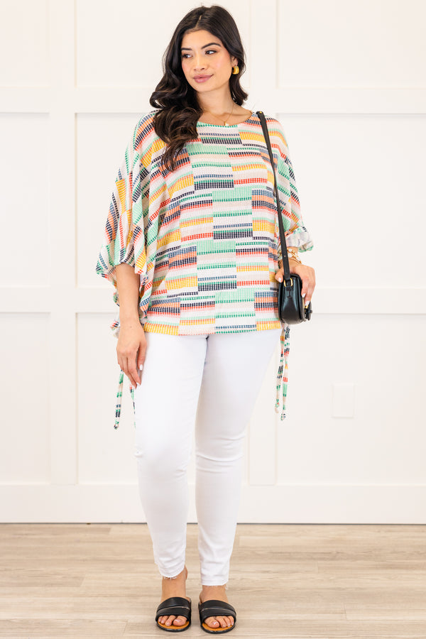 Chic Soul plus size clothing, multi colored stripe dolman sleeve top