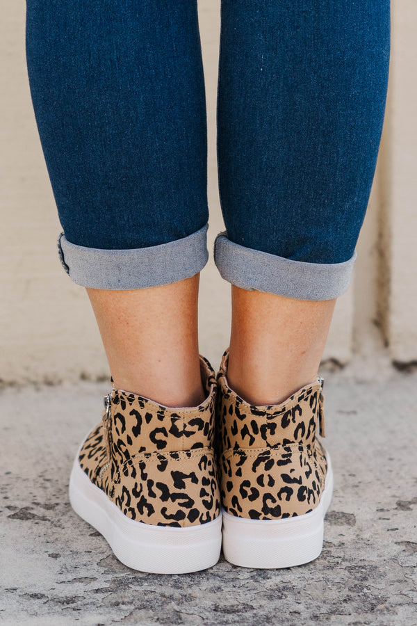 Chic Soul plus size clothing, leopard print ankle boots with zipper on the slide and white sole 